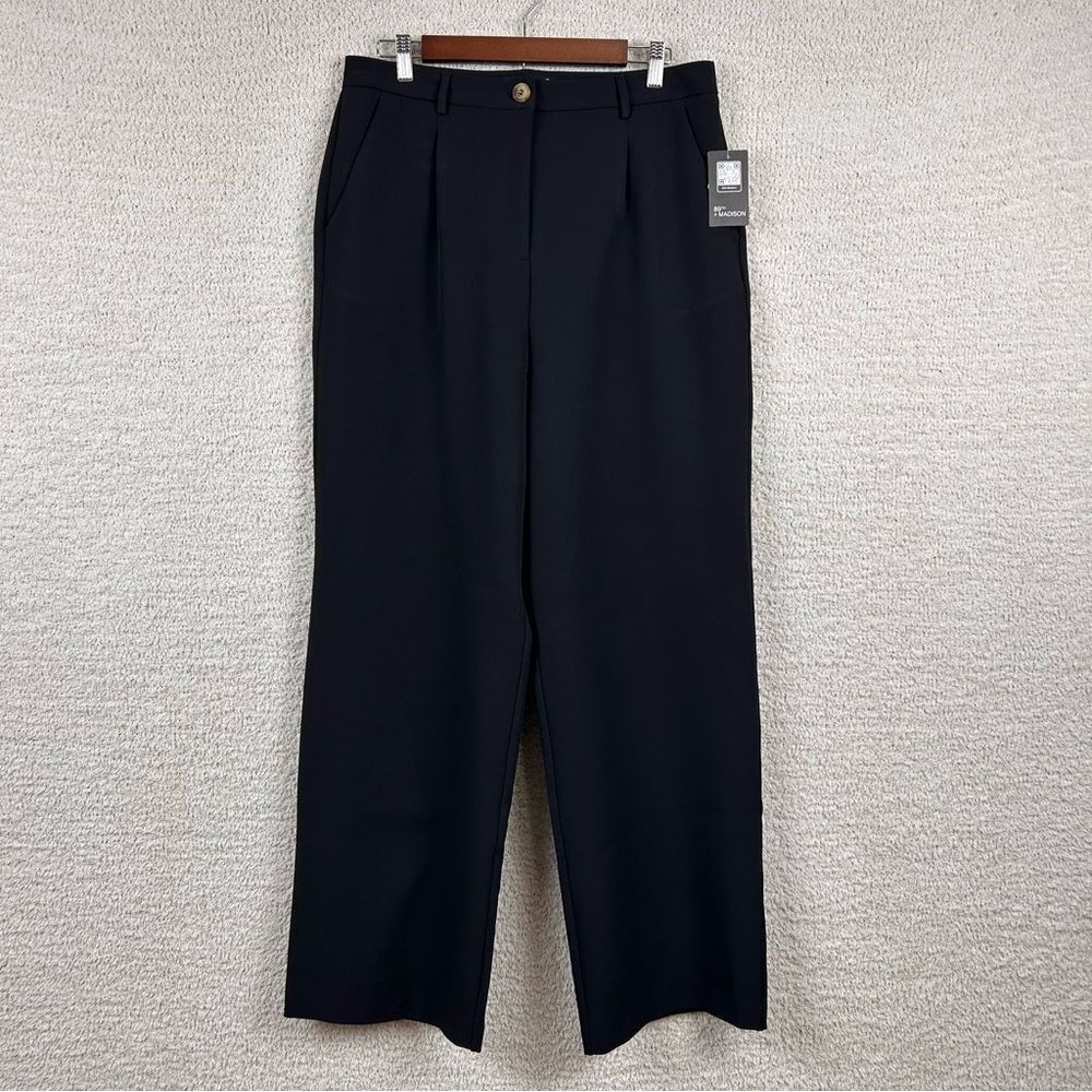 89th + Madison Pants Womens 10 Black Professional Flat Front Wide Leg Dress Pant